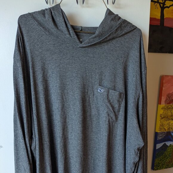 Vineyard Vines Edgartown Gray Long Sleeve Hooded T-Shirt Men's Size 2XL - Picture 10 of 11